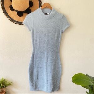 NWT H&M Pastel Baby Blue Fuzzy Bodycon Dress